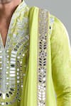 Arihant Rai Sinha_Lime Brocade, Silk Mirrors Work Kurta With Dupatta _Online_at_Aza_Fashions