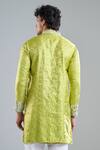 Shop_Arihant Rai Sinha_Lime Brocade, Silk Mirrors Work Kurta With Dupatta _at_Aza_Fashions