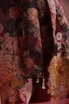 Moh India_Burgundy Chanderi Silk, Cotton, Chanderi, The Maharani Bagh Overlay Trouser Set 