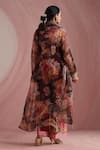 Shop_Moh India_Burgundy Organza V-neck The Maharani Bagh Overlay _at_Aza_Fashions