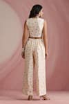 Shop_Moh India_Ivory Organza V-, Open Palace Petals Overlay _at_Aza_Fashions