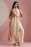 Buy_Moh India_Ivory Organza V-, Open Palace Petals Overlay _at_Aza_Fashions