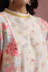 Buy_Moh India_Ivory Chanderi Silk, Cotton, Organza Round Neck Courtyard Gardens Kurta Pant Set _Online_at_Aza_Fashions