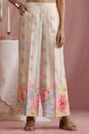 Shop_Moh India_Ivory Chanderi Silk, Cotton, Organza Round Neck Courtyard Gardens Kurta Pant Set 
