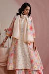 Buy_Moh India_Ivory Chanderi Silk, Cotton, Organza Round Neck Courtyard Gardens Kurta Pant Set _Online