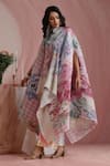 Shop_Moh India_Pink Chanderi Boat Neck Raj Bagh Cape And Pant Set _Online_at_Aza_Fashions