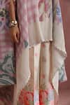 Buy_Moh India_Pink Chanderi Boat Neck Raj Bagh Cape And Pant Set 