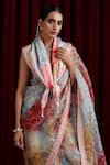 Buy_Moh India_Multi Color Lace, Tassels Rani Bloom Powder Blue Scarf _at_Aza_Fashions