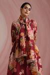 Shop_Moh India_Burgundy The Maharani Bagh Stole _at_Aza_Fashions