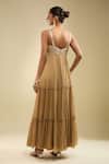 Shop_Samyukta Singhania_Brown Georgette, Net Beads, Embroidery Sweetheart Neck Anarkali With Dupatta _at_Aza_Fashions