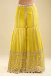 Buy_Samyukta Singhania_Yellow Georgette, Net Sequins, Beads V-neck Embroidered Blouse Gharara Set 