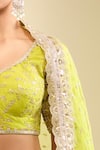 Samyukta Singhania Green Silk, Organza Sequins, Embroidery V-neck Lehenga Blouse Set Online at Aza Fashions Samyukta Singhania_Green Silk, Organza Sequins, Embroidery V-neck Lehenga Blouse Set _Online_at_Aza_Fashions