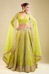 Buy Samyukta Singhania Green Silk, Organza Sequins, Embroidery V-neck Lehenga Blouse Set at Aza Fashions Buy_Samyukta Singhania_Green Silk, Organza Sequins, Embroidery V-neck Lehenga Blouse Set _at_Aza_Fashions