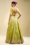 Shop Samyukta Singhania Green Silk, Organza Sequins, Embroidery V-neck Lehenga Blouse Set at Aza Fashions Shop_Samyukta Singhania_Green Silk, Organza Sequins, Embroidery V-neck Lehenga Blouse Set _at_Aza_Fashions