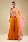 Samyukta Singhania Orange Georgette Embroidery, Beads Sweetheart Neck Peplum Kurta Gharara Set Online at Aza Fashions Samyukta Singhania_Orange Georgette Embroidery, Beads Sweetheart Neck Peplum Kurta Gharara Set _Online_at_Aza_Fashions