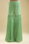 Samyukta Singhania_Mint Georgette, Net Sequins, Embroidery Sweetheart Neck Peplum Kurta Gharara Set _at_Aza_Fashions