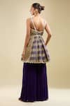 Shop Samyukta Singhania Purple Georgette, Organza Embroidery Sweetheart Neck Peplum Kurta Gharara Set at Aza Fashions Shop_Samyukta Singhania_Purple Georgette, Organza Embroidery Sweetheart Neck Peplum Kurta Gharara Set _at_Aza_Fashions