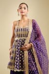 Samyukta Singhania Purple Georgette, Organza Embroidery Sweetheart Neck Peplum Kurta Gharara Set at Aza Fashions Samyukta Singhania_Purple Georgette, Organza Embroidery Sweetheart Neck Peplum Kurta Gharara Set _at_Aza_Fashions