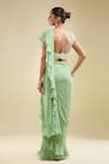 Shop_Samyukta Singhania_Mint Georgette Sequins, Beads, Embroidery Ruffle Pre-draped Saree With Blouse _at_Aza_Fashions