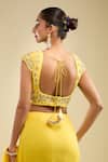 Buy_Samyukta Singhania_Yellow Georgette Ruffles, Sequins, Embroidery, Pre-draped Saree With Blouse _Online_at_Aza_Fashions