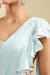 Buy_Samyukta Singhania_Blue Satin Beads Sweetheart Neck Ruffle Pre-draped Saree With Blouse _Online_at_Aza_Fashions