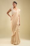 Buy_Samyukta Singhania_Ruffle Pre-Draped Saree With Embroidered Blouse _at_Aza_Fashions