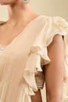 Samyukta Singhania_Ruffle Pre-Draped Saree With Embroidered Blouse _Online_at_Aza_Fashions