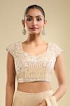Buy_Samyukta Singhania_Ruffle Pre-Draped Saree With Embroidered Blouse _Online_at_Aza_Fashions