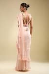 Shop_Samyukta Singhania_Pink Georgette Sequins, Beads Ruffle Pre-draped Saree With Embroidered Blouse _at_Aza_Fashions