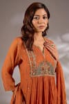 Studio A_Mul Chanderi Hand Embroidered Flared Anarkali Set _Online_at_Aza_Fashions