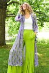 Shop_Style Junkiie_Purple Ruffled Lurex Duster Jacket _Online_at_Aza_Fashions