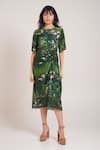 Buy_Advait_Sage Ruched Printed Dress _at_Aza_Fashions