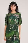Shop_Advait_Sage Ruched Printed Dress _at_Aza_Fashions
