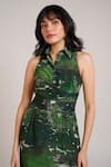Shop_Advait_Sage Printed Shirt Dress _Online_at_Aza_Fashions