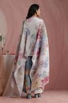 Shop_Moh India_Multi Color Satin, Polyester Round Neck Rose Mahal Ivory Cape _at_Aza_Fashions