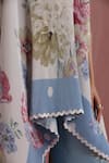 Moh India_Multi Color Satin, Polyester Round Neck Rose Mahal Ivory Cape _at_Aza_Fashions
