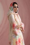 Buy_Moh India_Ivory Lace Rose Mahal Scarf _at_Aza_Fashions
