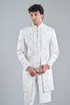 Arihant Rai Sinha_Cream Silk Sequins, Embroidery Floral Sherwani Set _at_Aza_Fashions