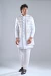 Shop_Arihant Rai Sinha_White Silk Embroidery Bundi And Kurta Set _at_Aza_Fashions