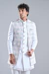 Arihant Rai Sinha_White Silk Embroidery Bundi And Kurta Set _at_Aza_Fashions
