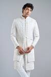 Buy_Arihant Rai Sinha_Cream Silk Embroidery Stripe Sherwani Set 