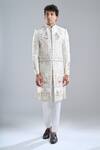 Buy_Arihant Rai Sinha_Cream Silk Embroidery Florette Sherwani Set _at_Aza_Fashions