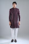 Buy_Arihant Rai Sinha_White Silk, Brocade Beads, Embroidery Cutdana Sherwani Set _at_Aza_Fashions