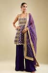 Buy Samyukta Singhania Purple Georgette, Organza Embroidery Sweetheart Neck Peplum Kurta Gharara Set at Aza Fashions Buy_Samyukta Singhania_Purple Georgette, Organza Embroidery Sweetheart Neck Peplum Kurta Gharara Set _at_Aza_Fashions