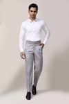 Buy_Aryavir Malhotra_Grey Cotton Lycra Pant _at_Aza_Fashions