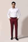 Buy_Aryavir Malhotra_Red Korean Lycra Pant _at_Aza_Fashions