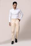 Buy_Aryavir Malhotra_Cream Cotton, Lycra Pant _at_Aza_Fashions