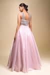 Shop_Amit Aggarwal_Pink Asymmetric Rose Draped Gown _at_Aza_Fashions
