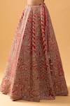 Azeera_Red Silk, Chiffon Sequins, Embroidery Sweetheart Neck Bridal Lehenga Set _at_Aza_Fashions
