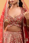 Buy_Azeera_Red Silk, Chiffon Sequins, Embroidery Sweetheart Neck Bridal Lehenga Set 